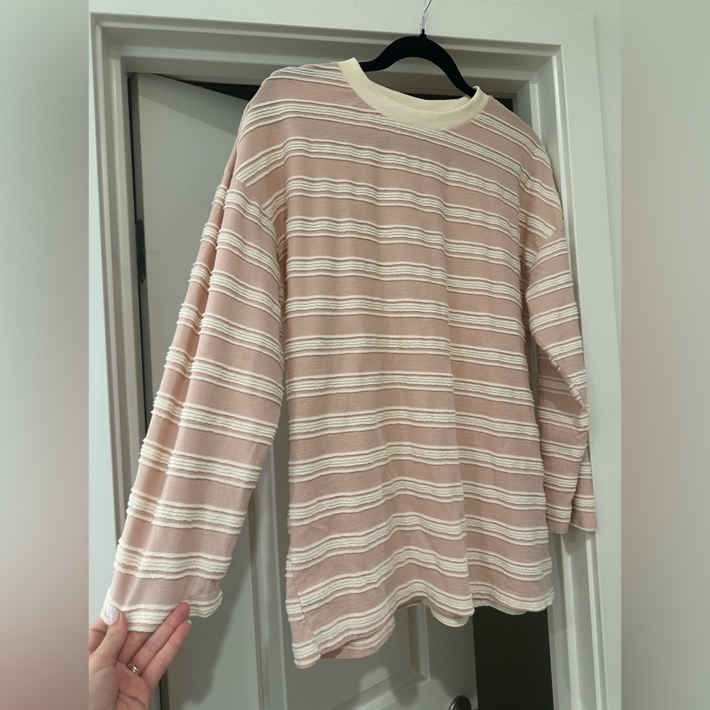 Striped Pink & Cream Long Sleeve Top